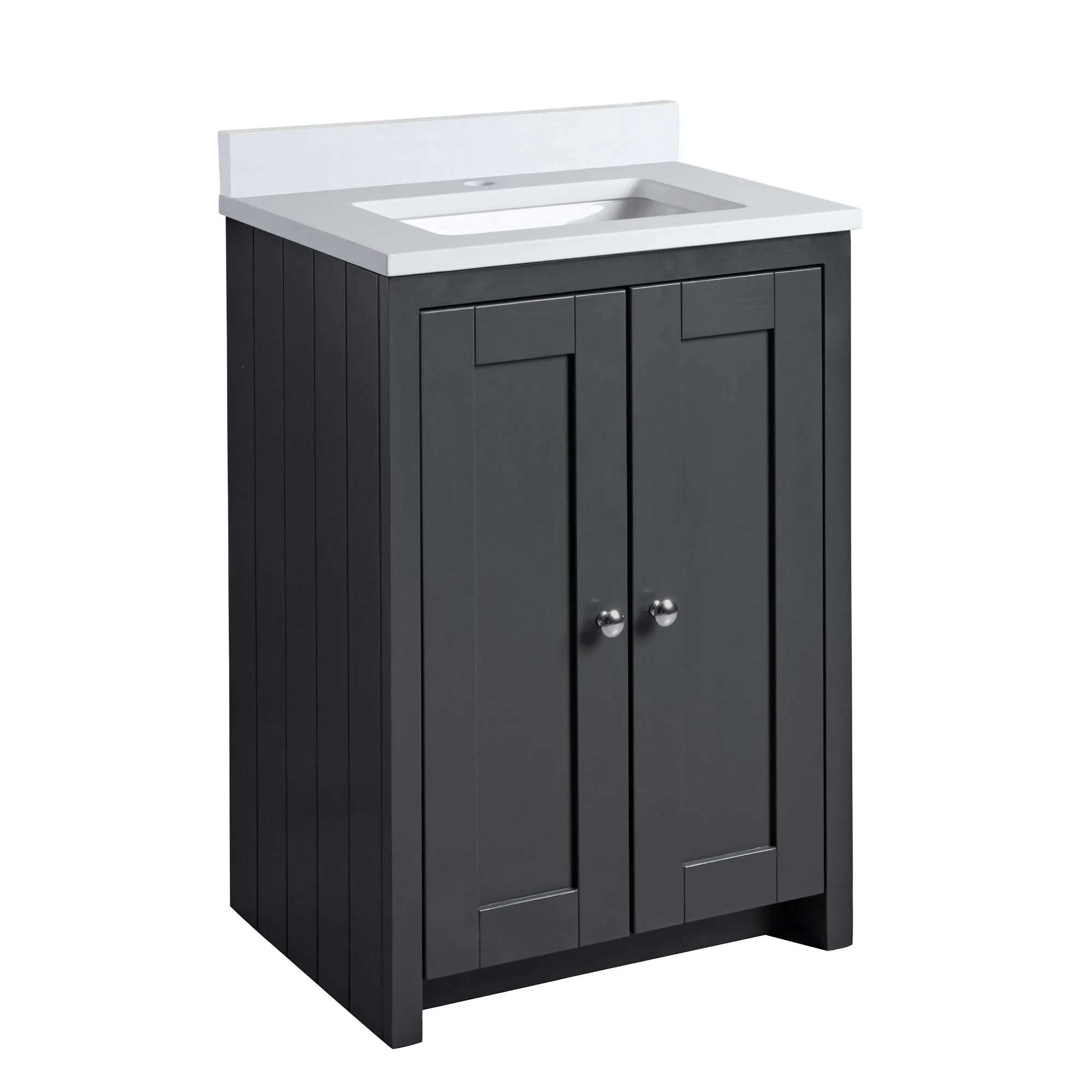 Lansdown 600 Floorstanding Underslung Vanity Unit With Worktop and Basin
