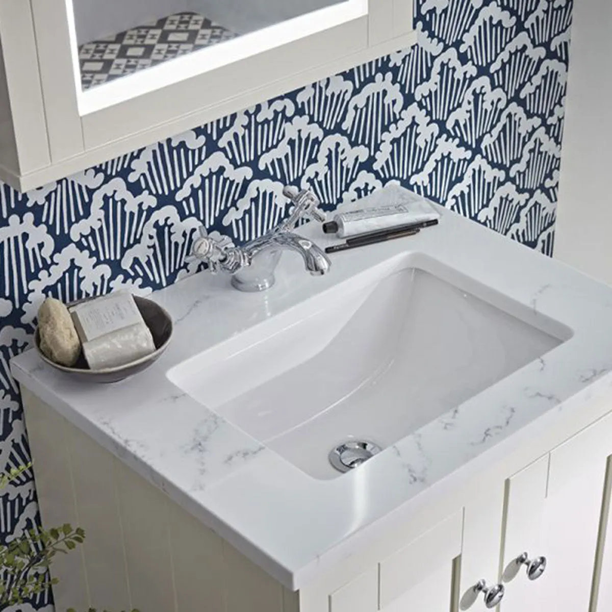 Lansdown 600 Floorstanding Underslung Vanity Unit With Worktop and Basin