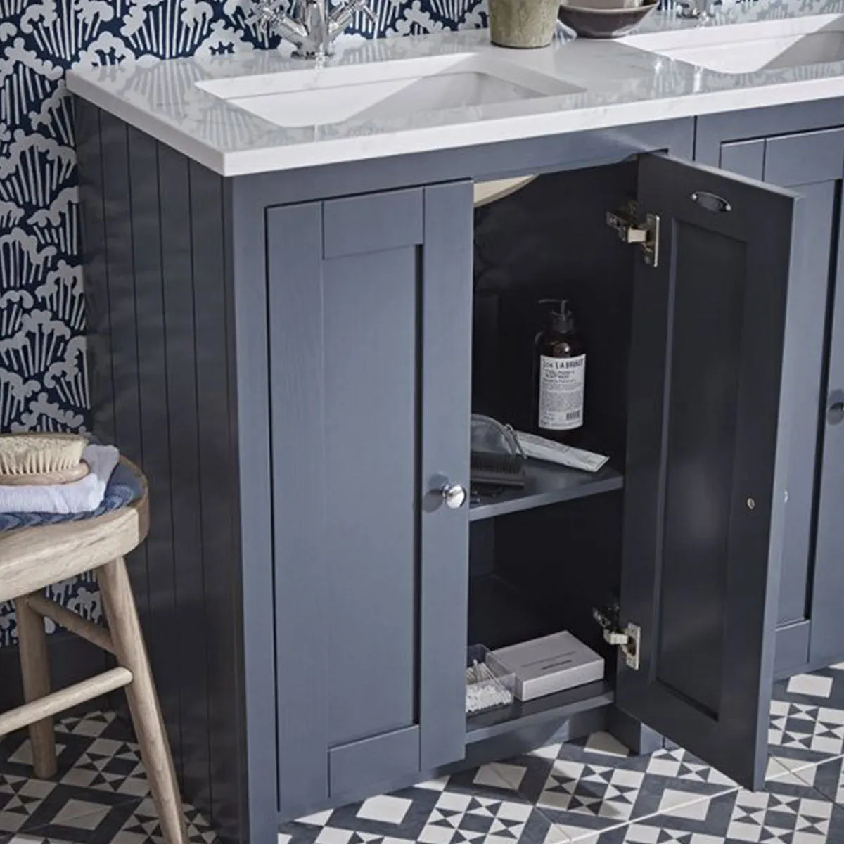 Lansdown 600 Floorstanding Underslung Vanity Unit With Worktop and Basin