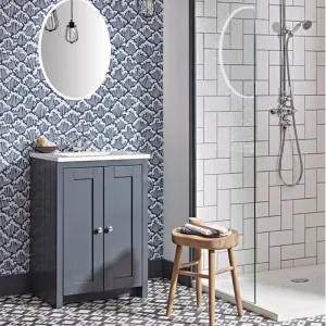 Lansdown 600 Floorstanding Underslung Vanity Unit With Worktop and Basin