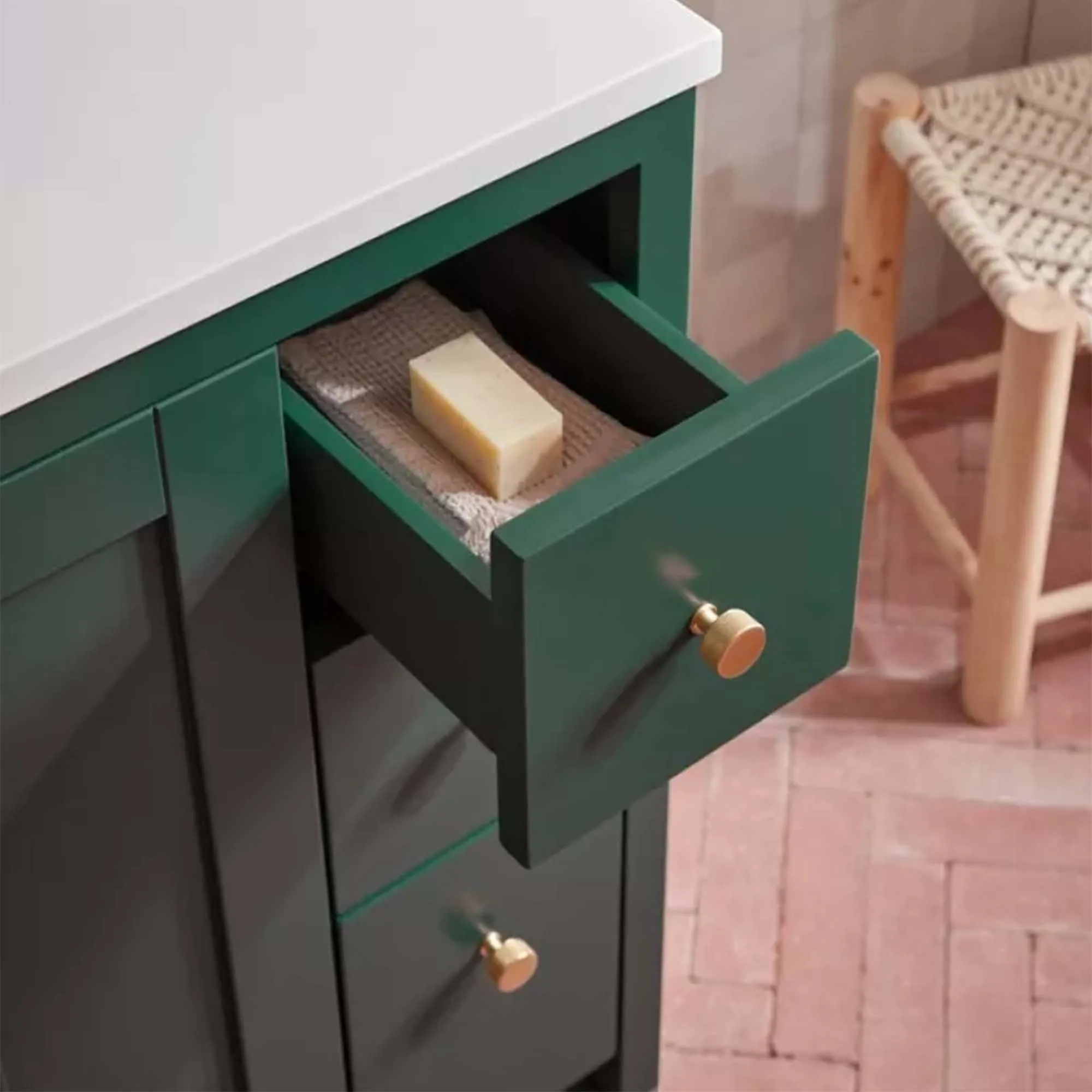 Lansdown 800 Floorstanding Underslung Vanity Unit With Basin and Worktop - Sherwood Green
