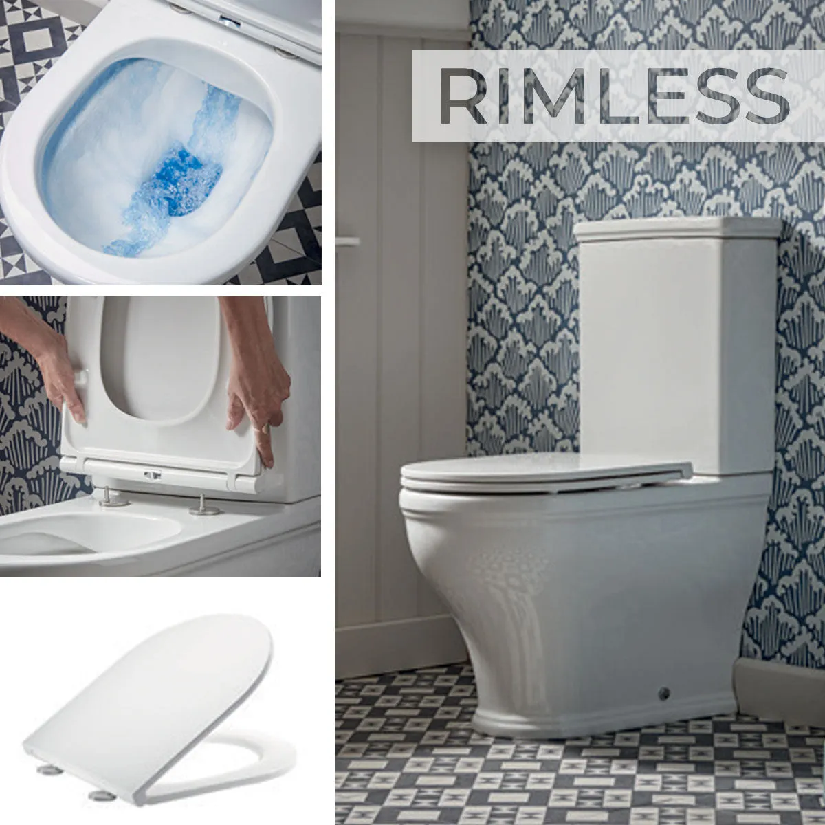 Lansdown Rimless Short Projection Close Coupled Toilet With Soft Close Seat