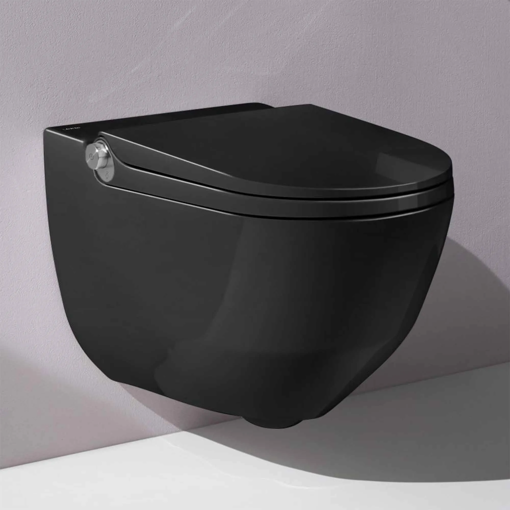 Laufen Cleanet Riva Rimless Wall Mounted Shower WC With Soft Close Toilet Seat - Gloss Black