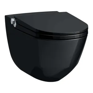Laufen Cleanet Riva Rimless Wall Mounted Shower WC With Soft Close Toilet Seat - Gloss Black