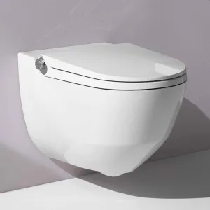 Laufen Cleanet Riva Rimless Wall Mounted Shower WC With Soft Close Toilet Seat - Gloss White