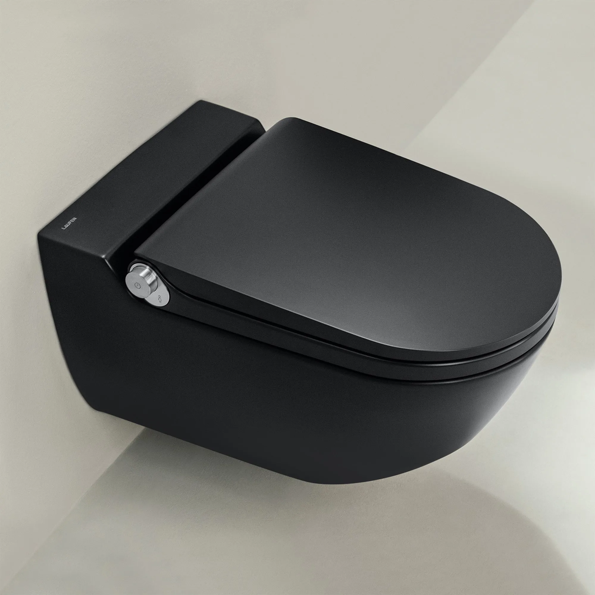 Laufen Cleanet Riva Rimless Wall Mounted Shower WC With Soft Close Toilet Seat - Matt Black