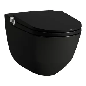 Laufen Cleanet Riva Rimless Wall Mounted Shower WC With Soft Close Toilet Seat - Matt Black