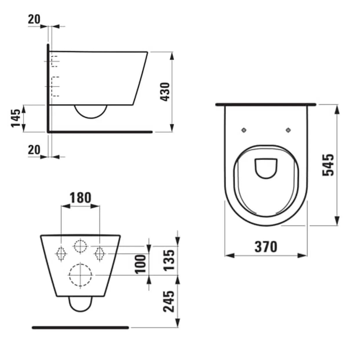 Laufen Kartell Rimless Wall Hung WC Pan With Slim Soft Close Toilet Seat - Matt Graphite