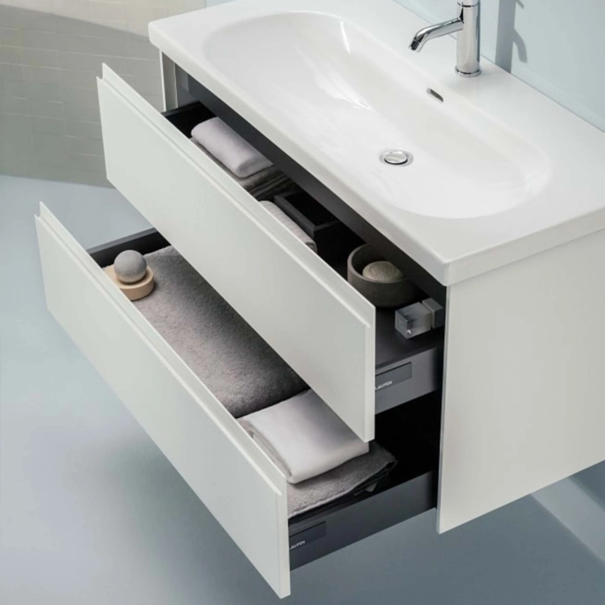 Laufen Lani Wall Mounted Vanity Unit With Washbasin - Matt White