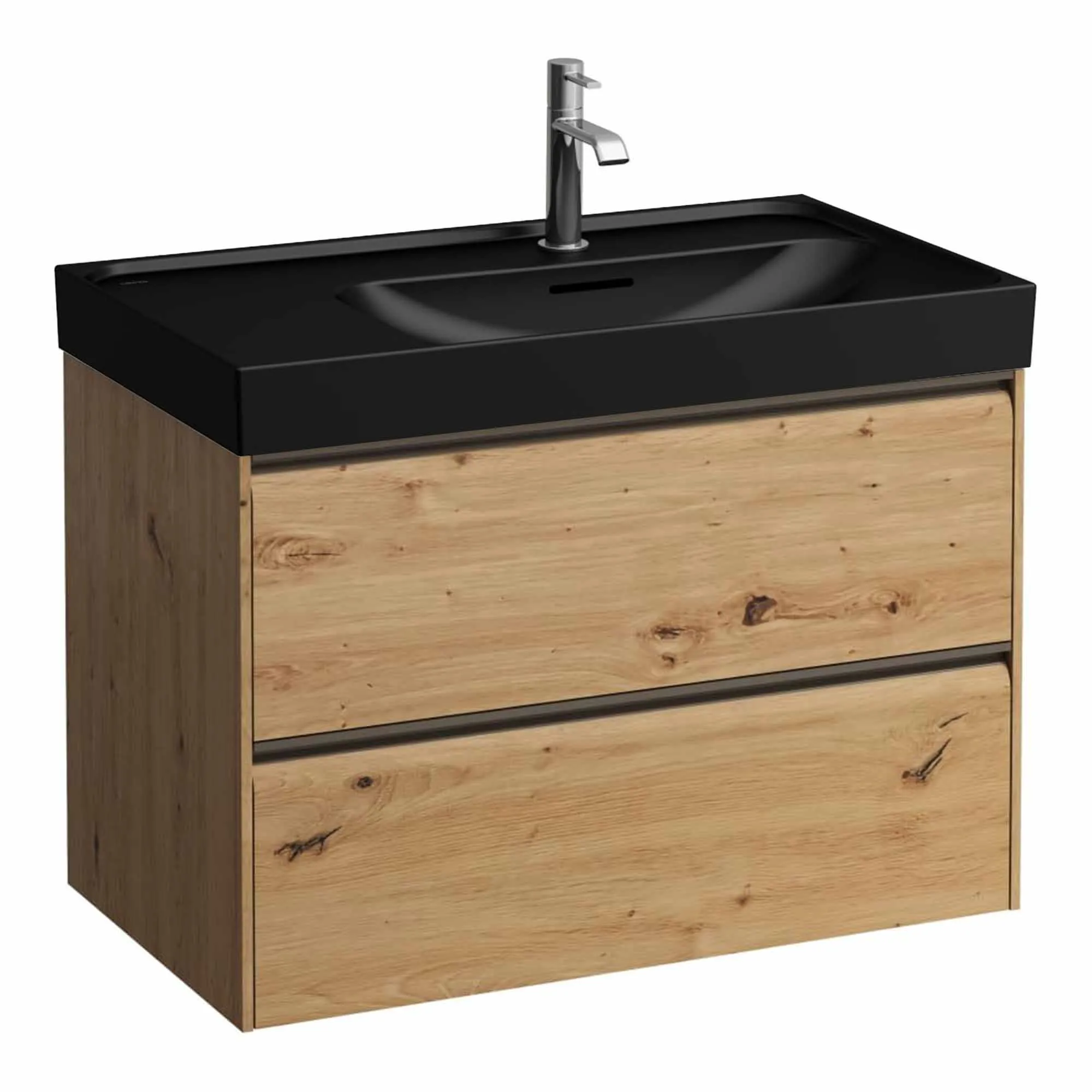 Laufen Meda 800 Wall Mounted Vanity Washbasin Unit with Matt Black Shelf Surface