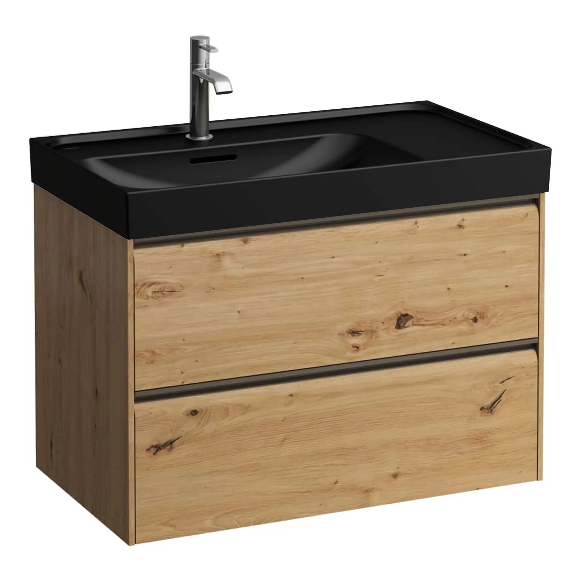 Laufen Meda 800 Wall Mounted Vanity Washbasin Unit with Matt Black Shelf Surface