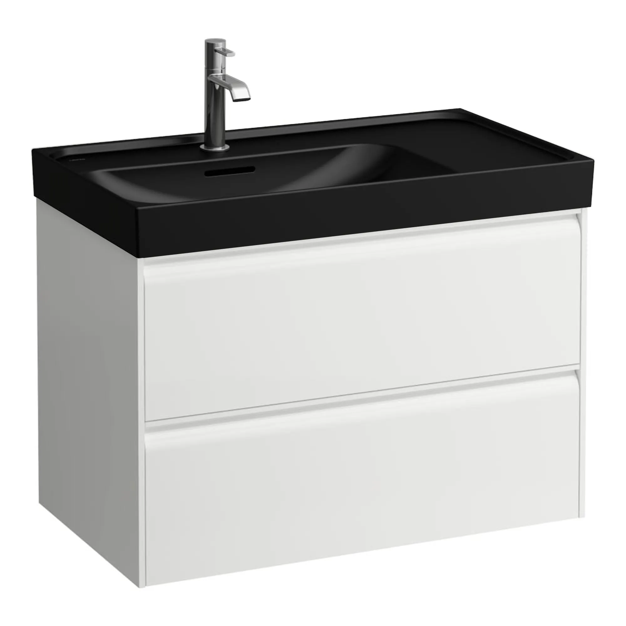 Laufen Meda 800 Wall Mounted Vanity Washbasin Unit with Matt Black Shelf Surface