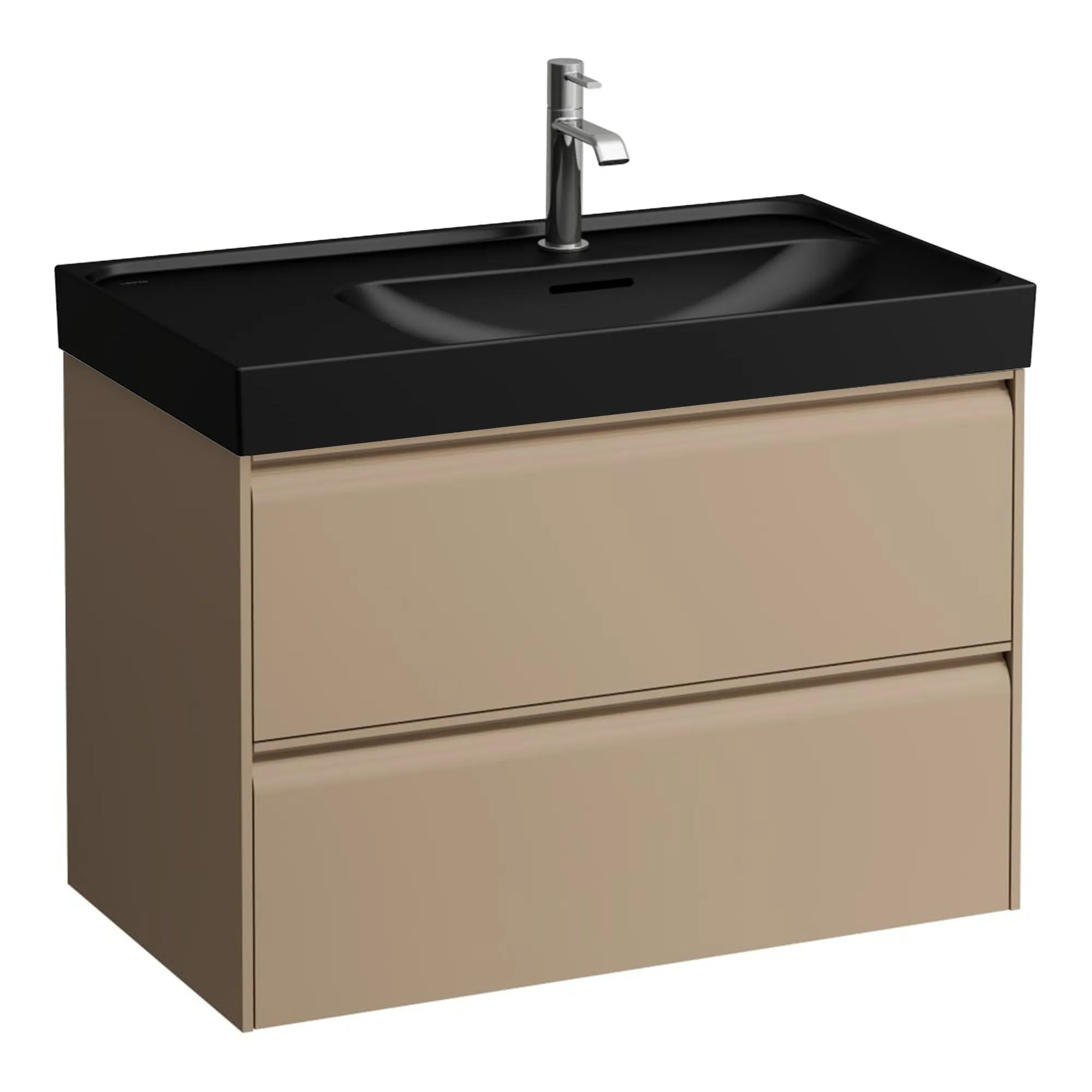 Laufen Meda 800 Wall Mounted Vanity Washbasin Unit with Matt Black Shelf Surface