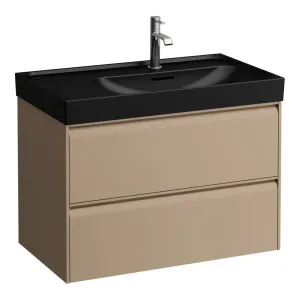 Laufen Meda 800 Wall Mounted Vanity Washbasin Unit with Matt Black Shelf Surface