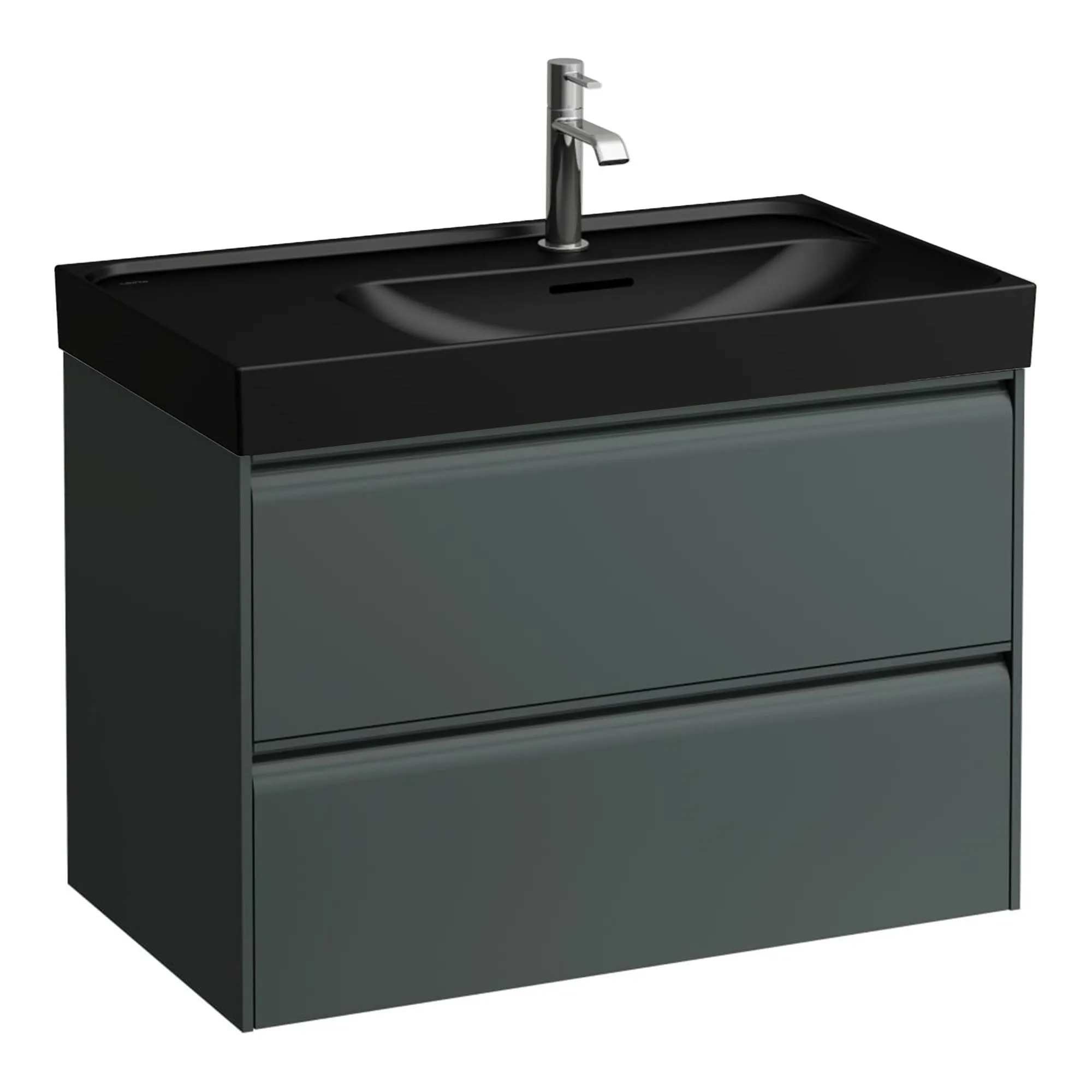 Laufen Meda 800 Wall Mounted Vanity Washbasin Unit with Matt Black Shelf Surface