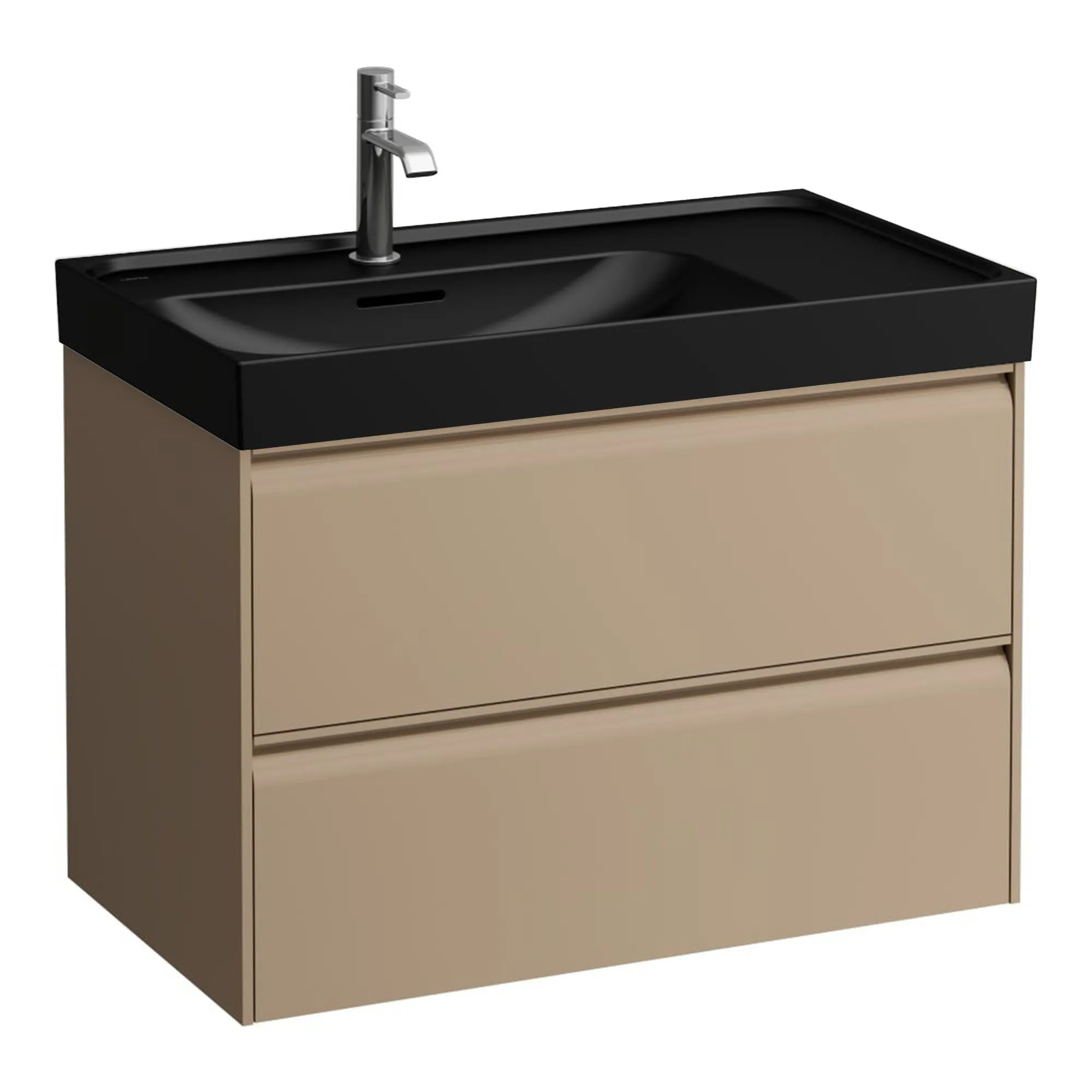 Laufen Meda 800 Wall Mounted Vanity Washbasin Unit with Matt Black Shelf Surface