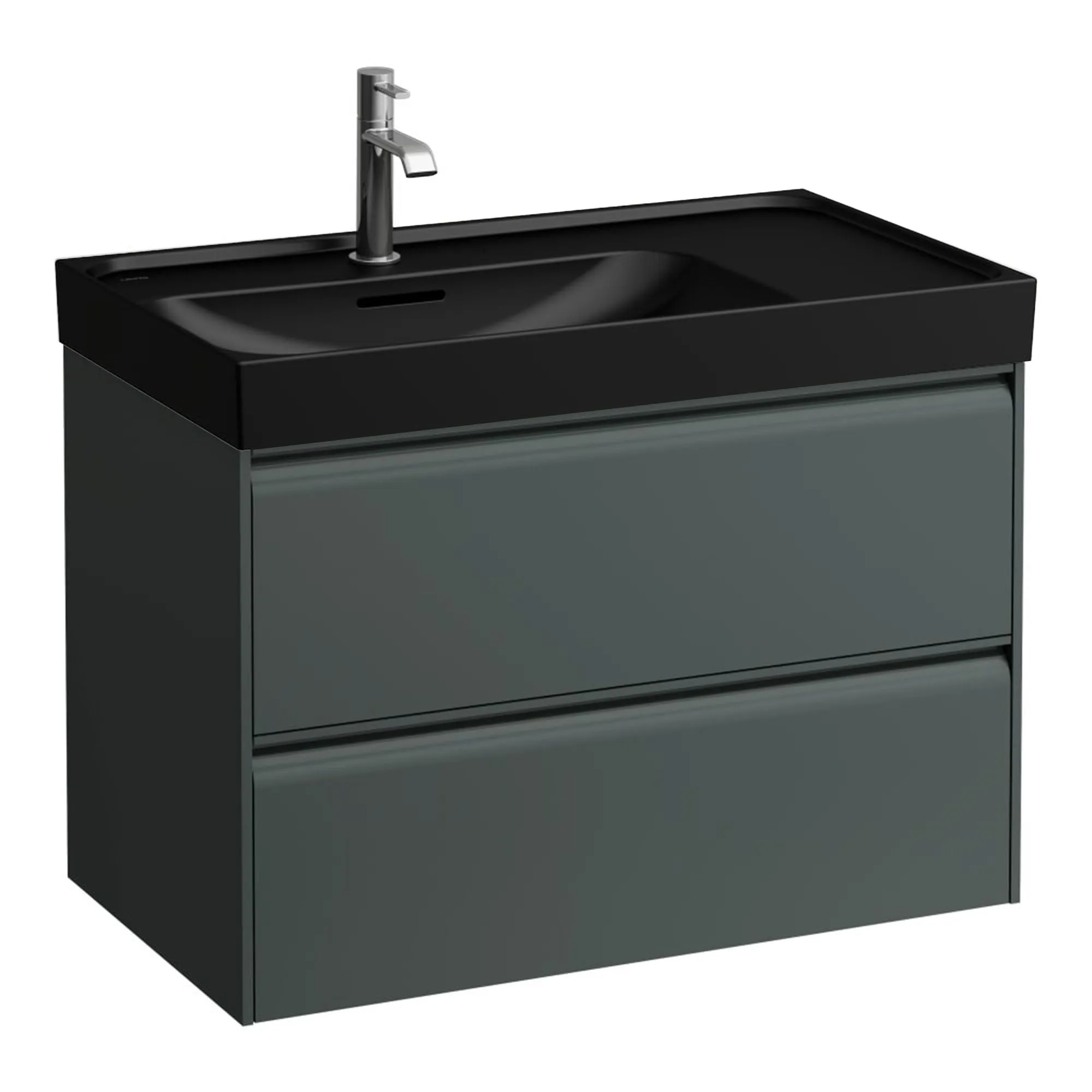 Laufen Meda 800 Wall Mounted Vanity Washbasin Unit with Matt Black Shelf Surface