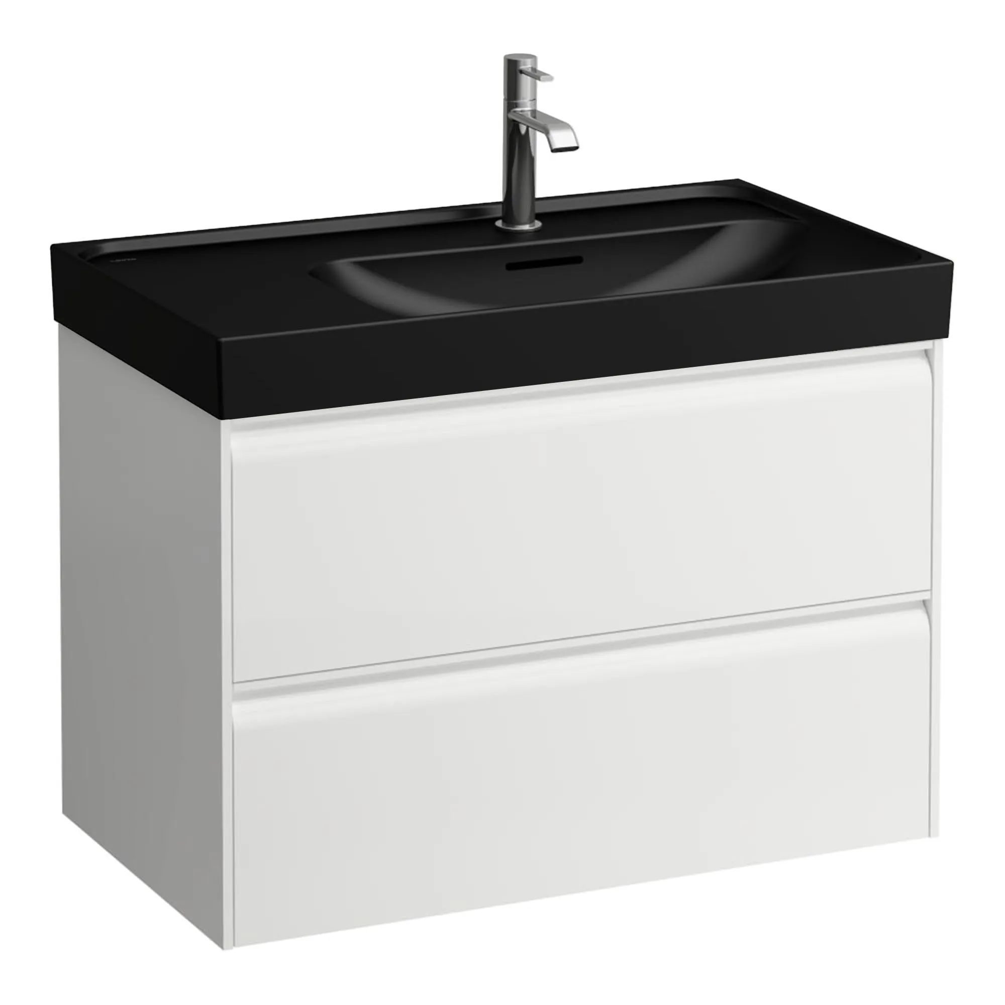 Laufen Meda 800 Wall Mounted Vanity Washbasin Unit with Matt Black Shelf Surface