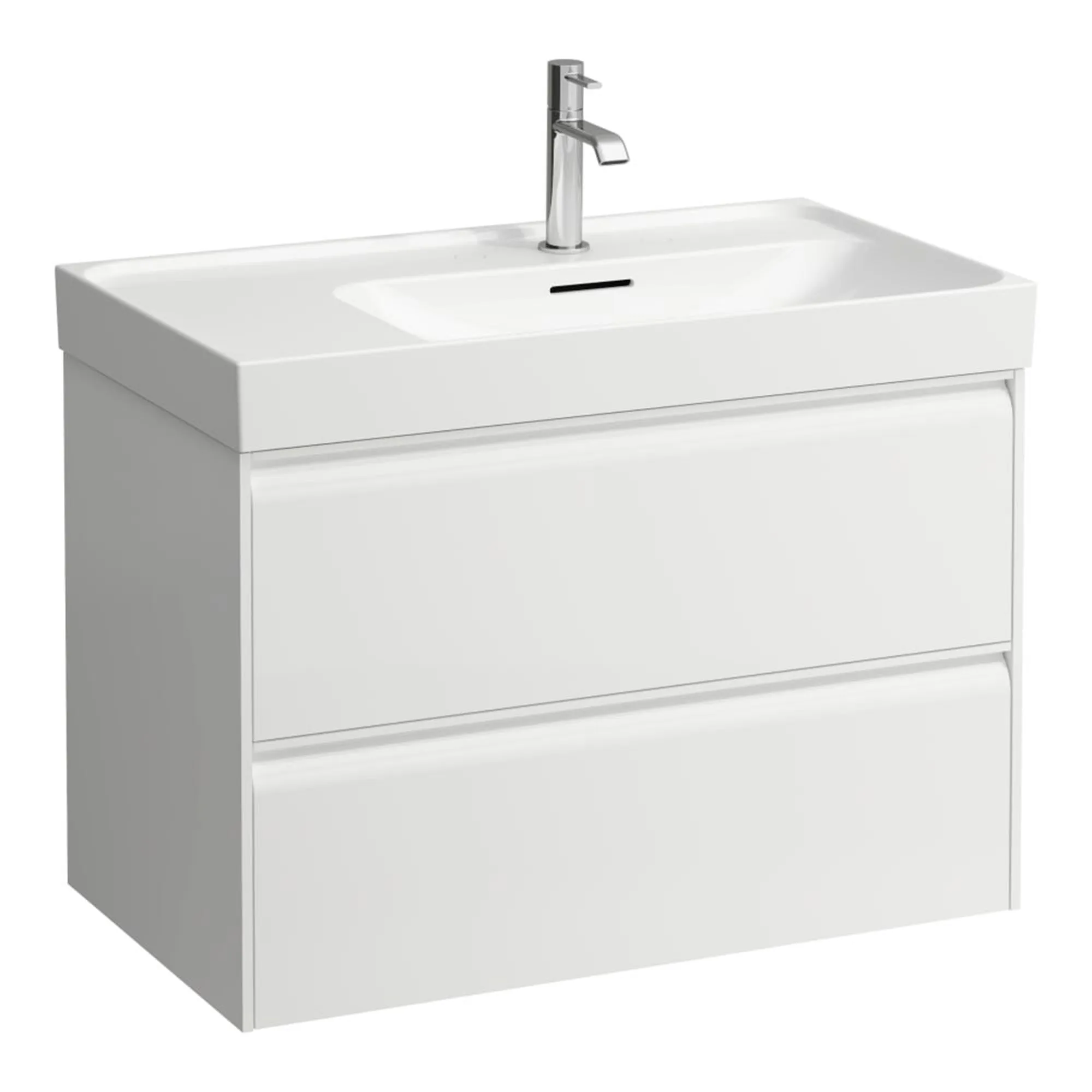 Laufen Meda 800 Wall Mounted Vanity Washbasin Unit with White Shelf Surface