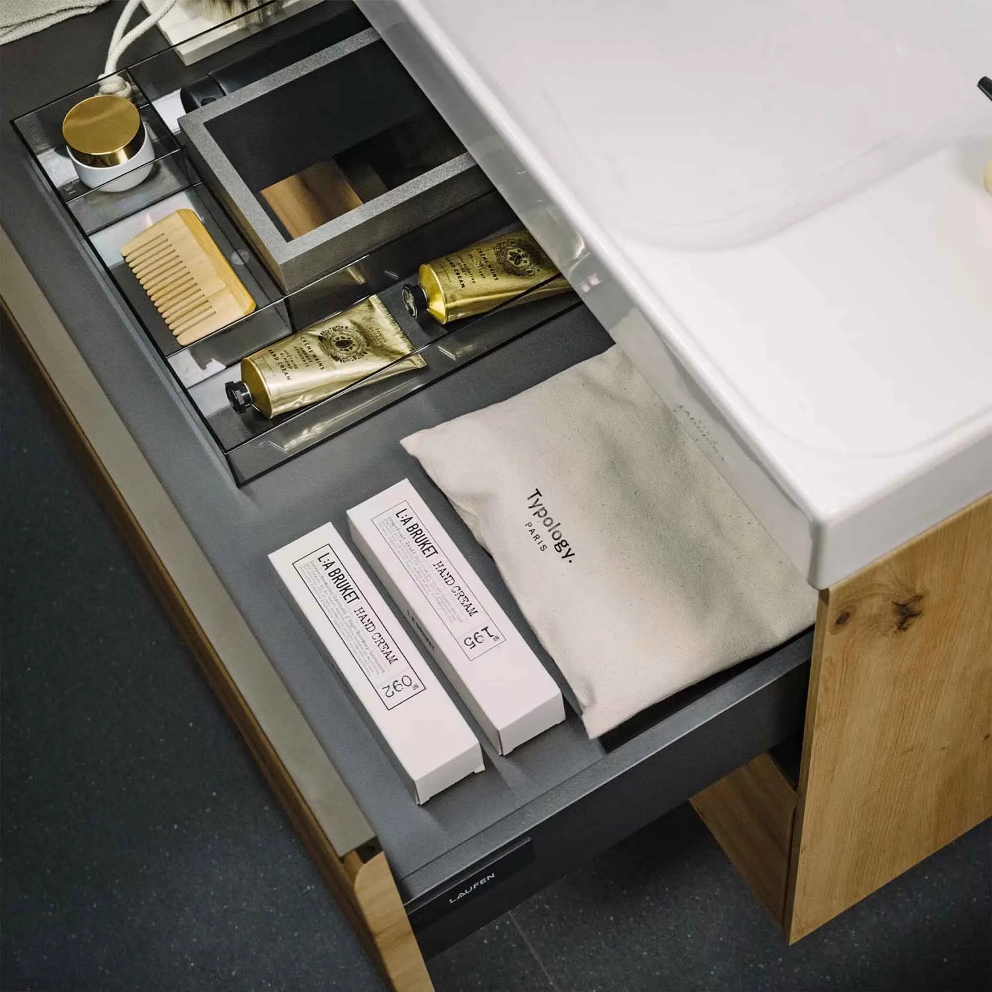 Laufen Meda Wall Mounted Vanity Unit With Matt Black Washbasin