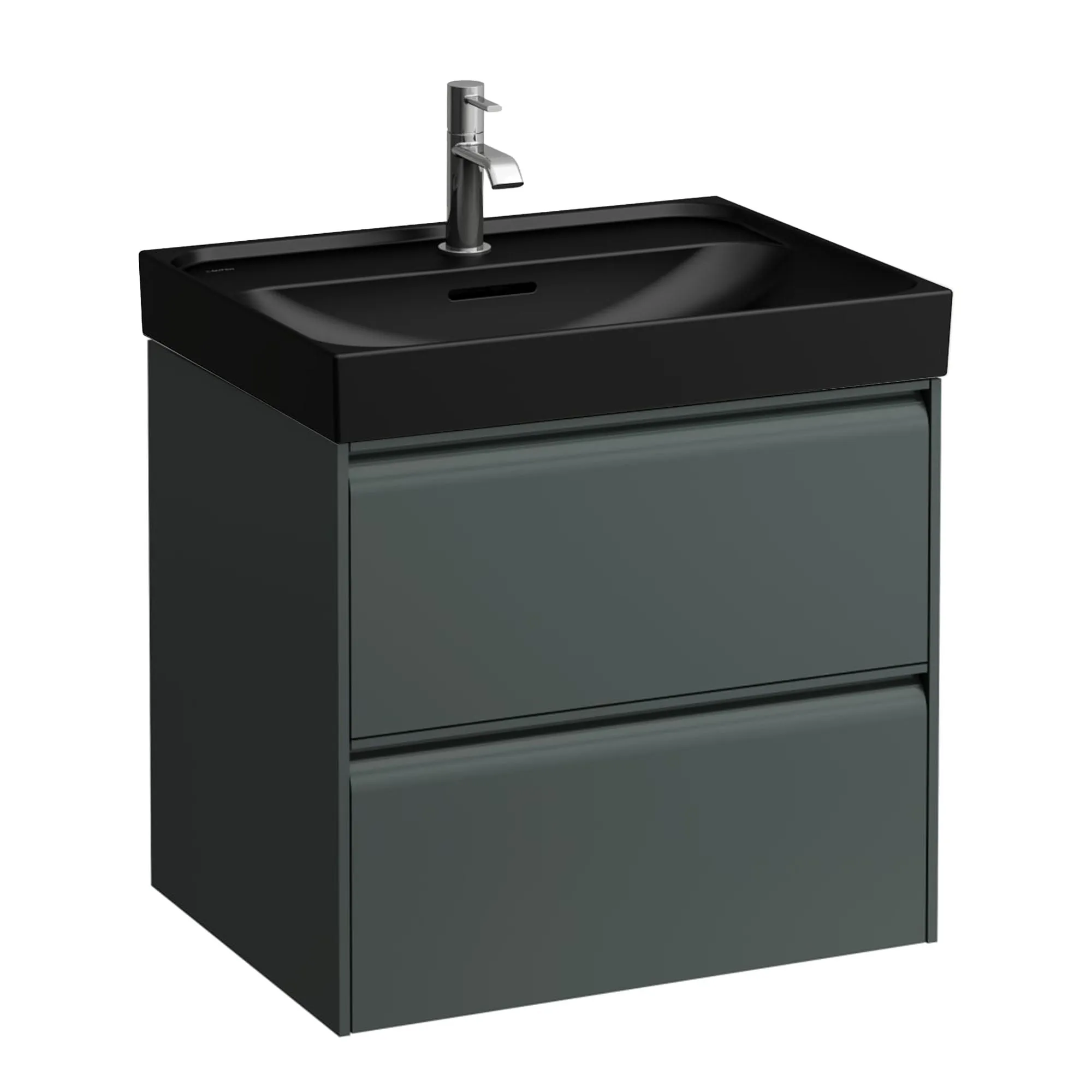 Laufen Meda Wall Mounted Vanity Unit With Matt Black Washbasin