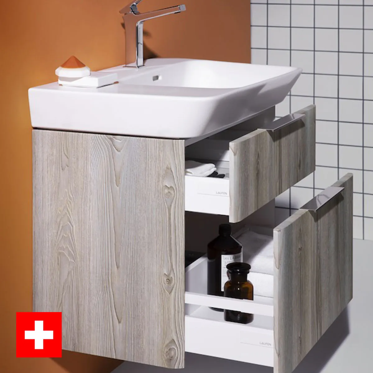 Laufen Moderna 700 Wall Mounted Vanity Washbasin Unit With Shelf Surface
