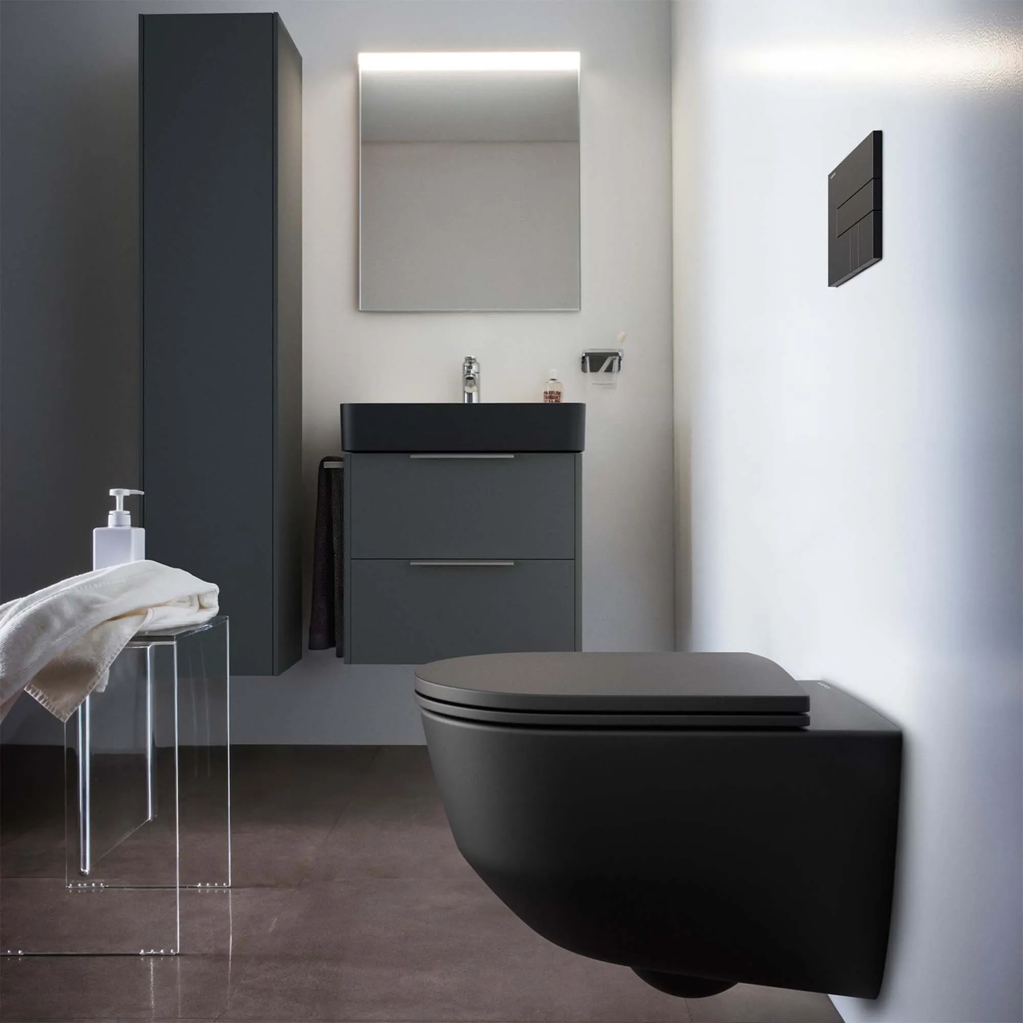 Laufen Pro Rimless Wall Hung WC Pan With Slim Soft Close Toilet Seat - Matt Black