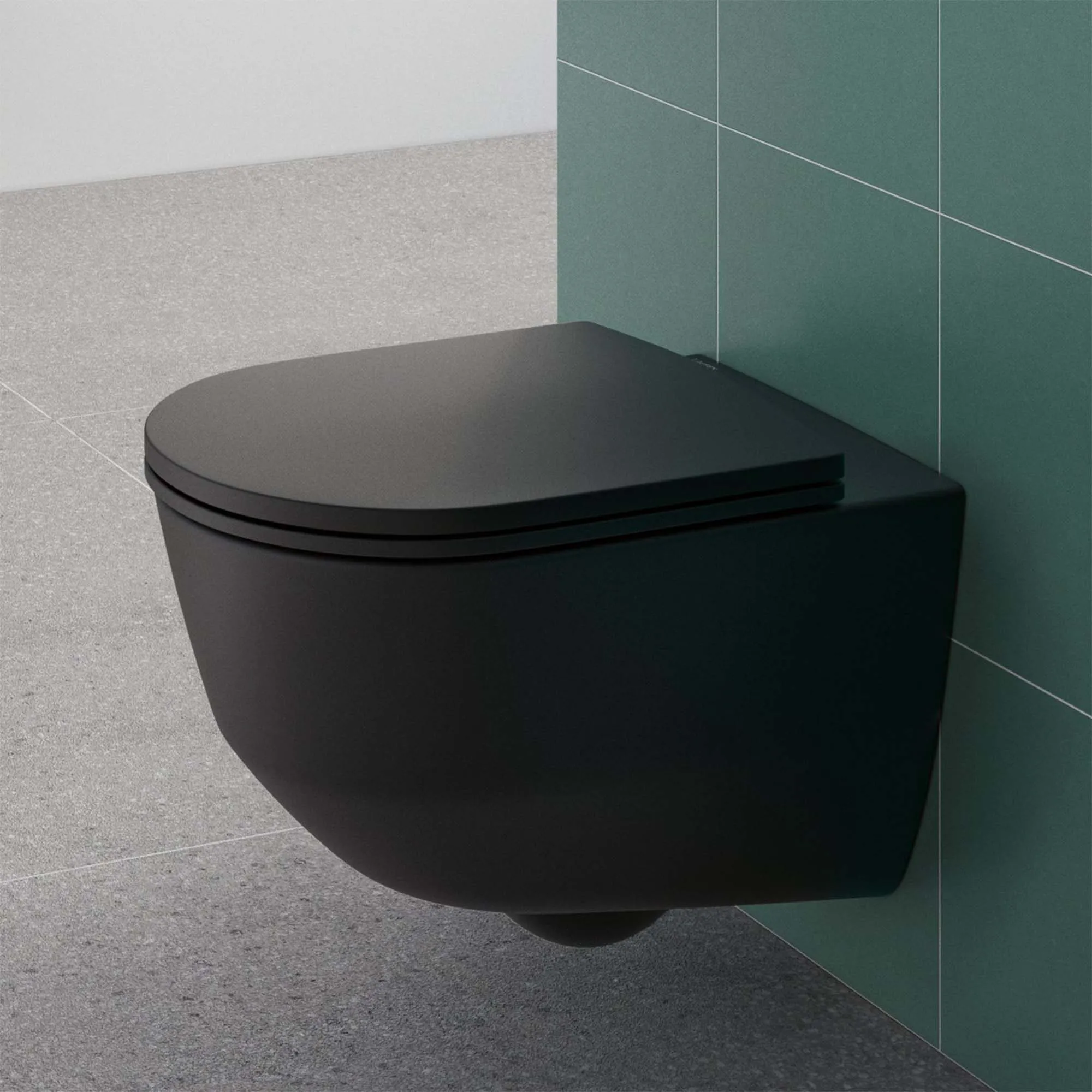 Laufen Pro Rimless Wall Hung WC Pan With Slim Soft Close Toilet Seat - Matt Black