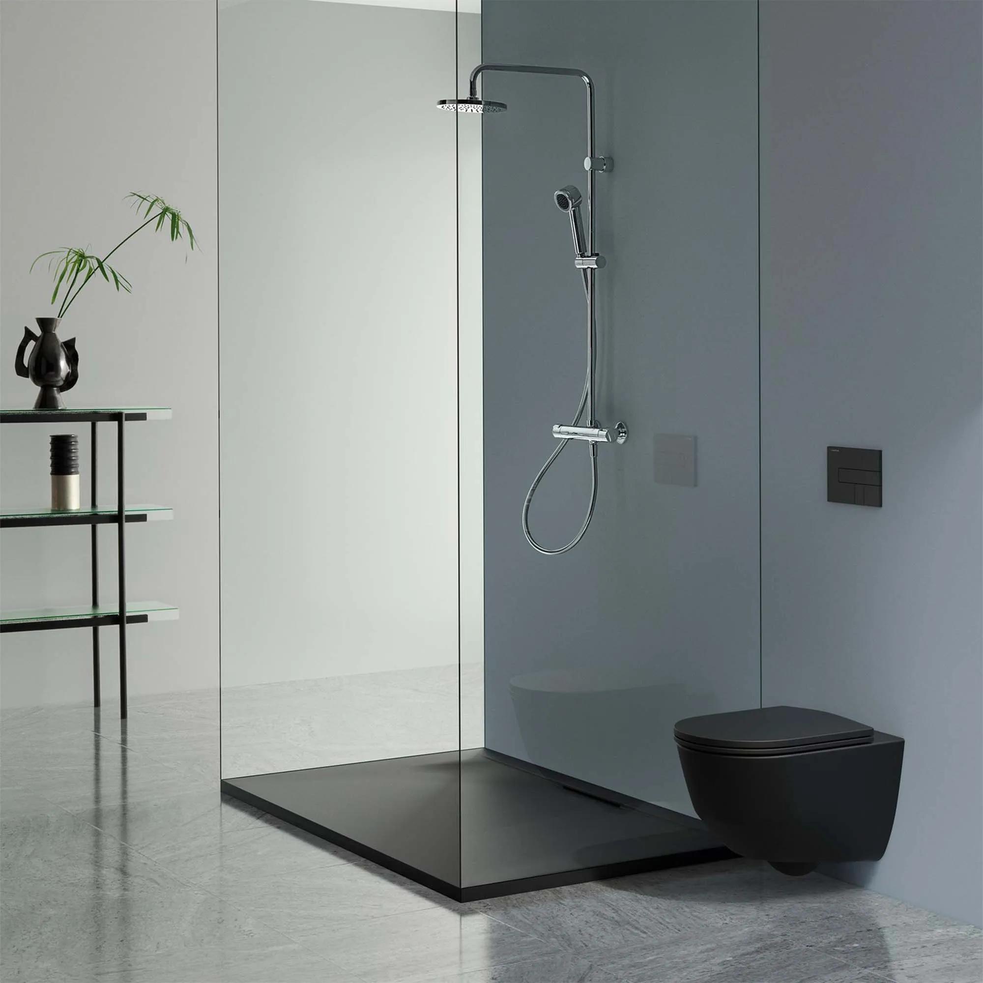 Laufen Pro Rimless Wall Hung WC Pan With Slim Soft Close Toilet Seat - Matt Black