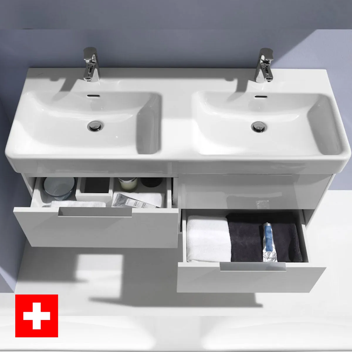 Laufen pro S Base 1200 Four Drawer Wall Hung Vanity Unit With Double Washbasin