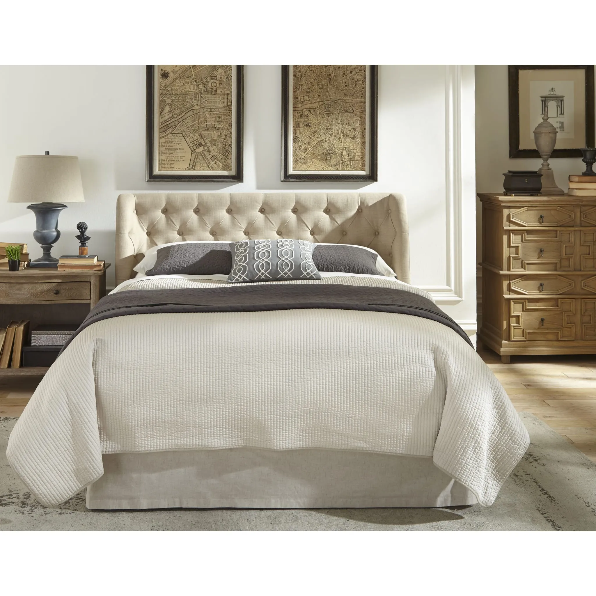Levi Wingback Upholstered Headboard in Toast Linen Modus