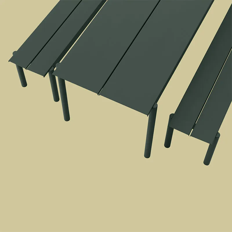 Linear Steel Table, Dark Green 200cm
