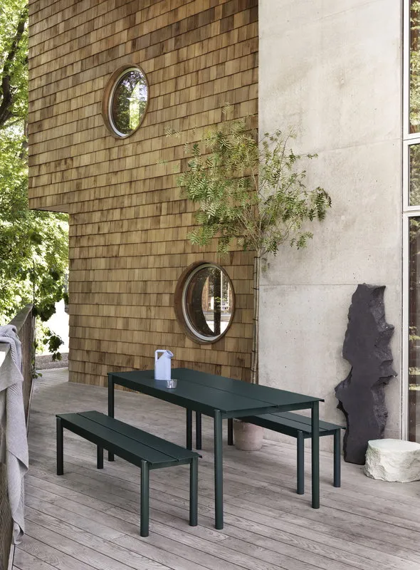 Linear Steel Table, Dark Green 200cm