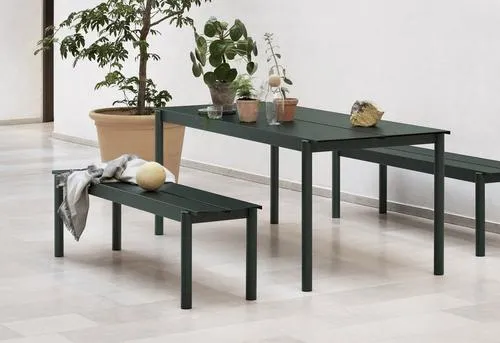 Linear Steel Table, Dark Green 200cm