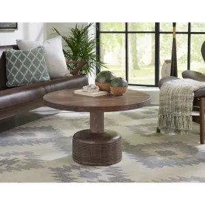 Liyana Solid Wood Round Coffee Table in Natural Tan Modus