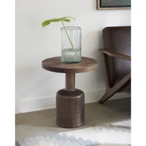 Liyana Solid Wood Round End Table in Natural Tan Modus