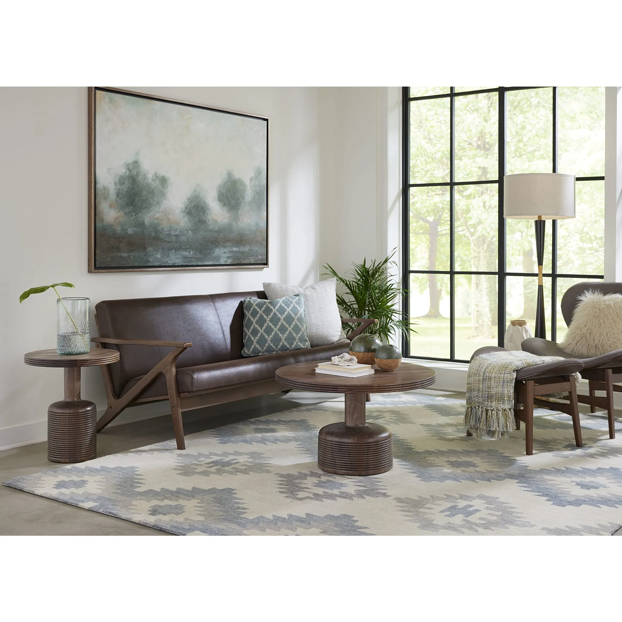Liyana Solid Wood Round End Table in Natural Tan Modus
