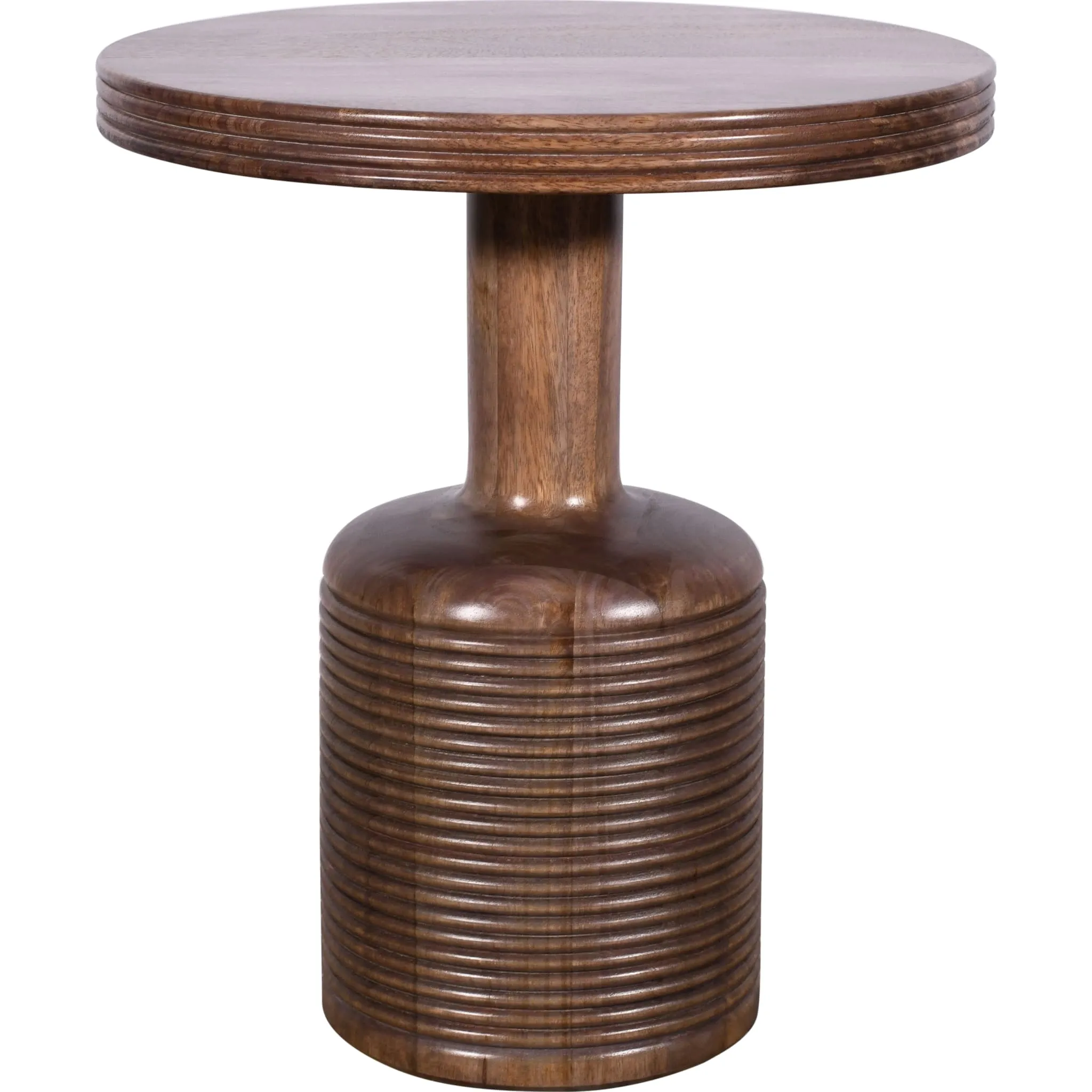 Liyana Solid Wood Round End Table in Natural Tan Modus