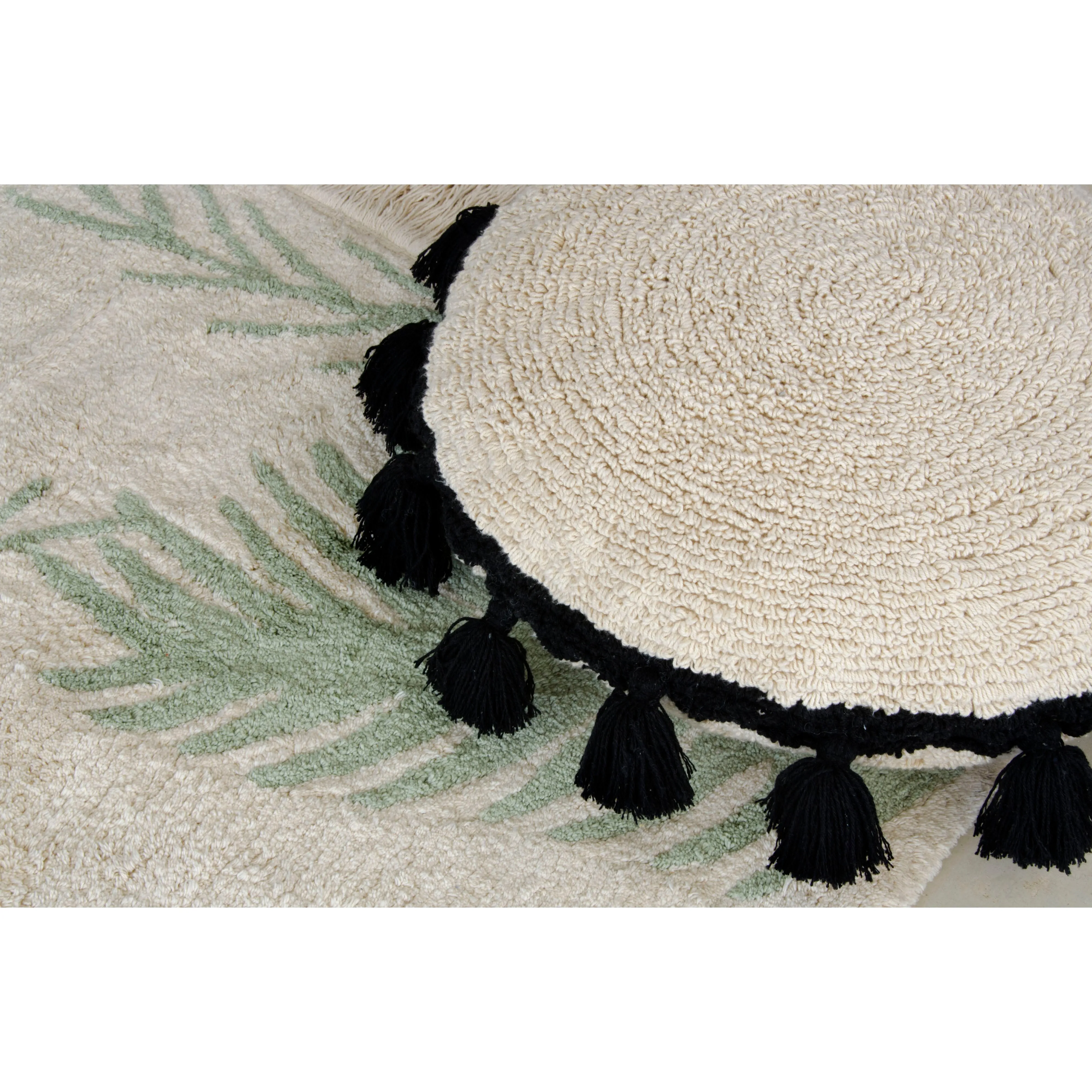 Lorena Canals Circle Black Machine Washable Cushion