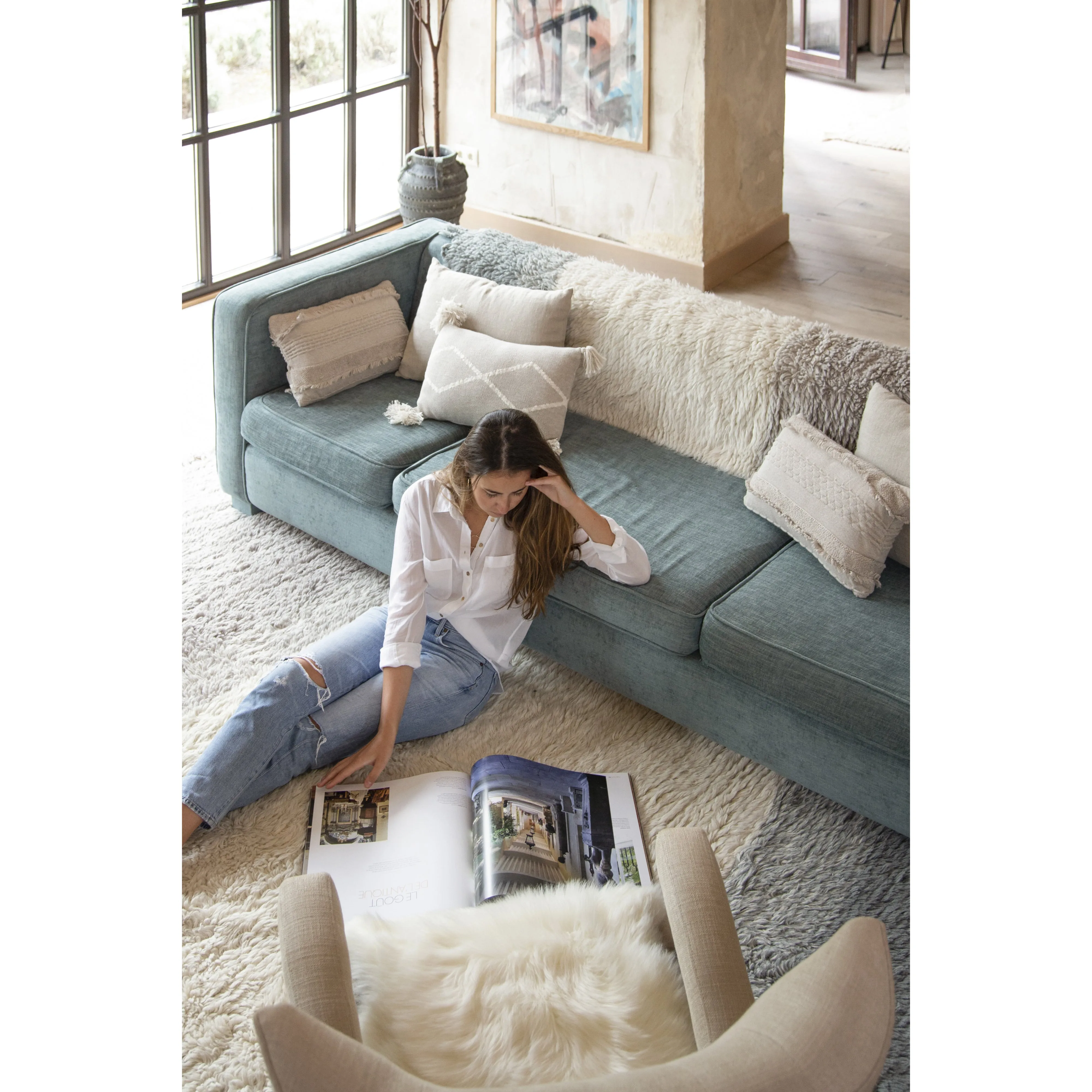 Lorena Canals Free Your Soul Into The Blue Machine Washable Woolable Rug