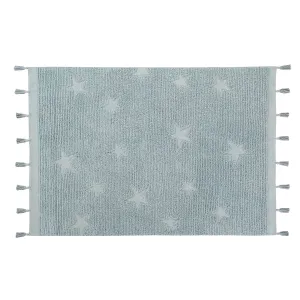 Lorena Canals Hippy Stars Aqua Blue Machine Washable Cotton Rug