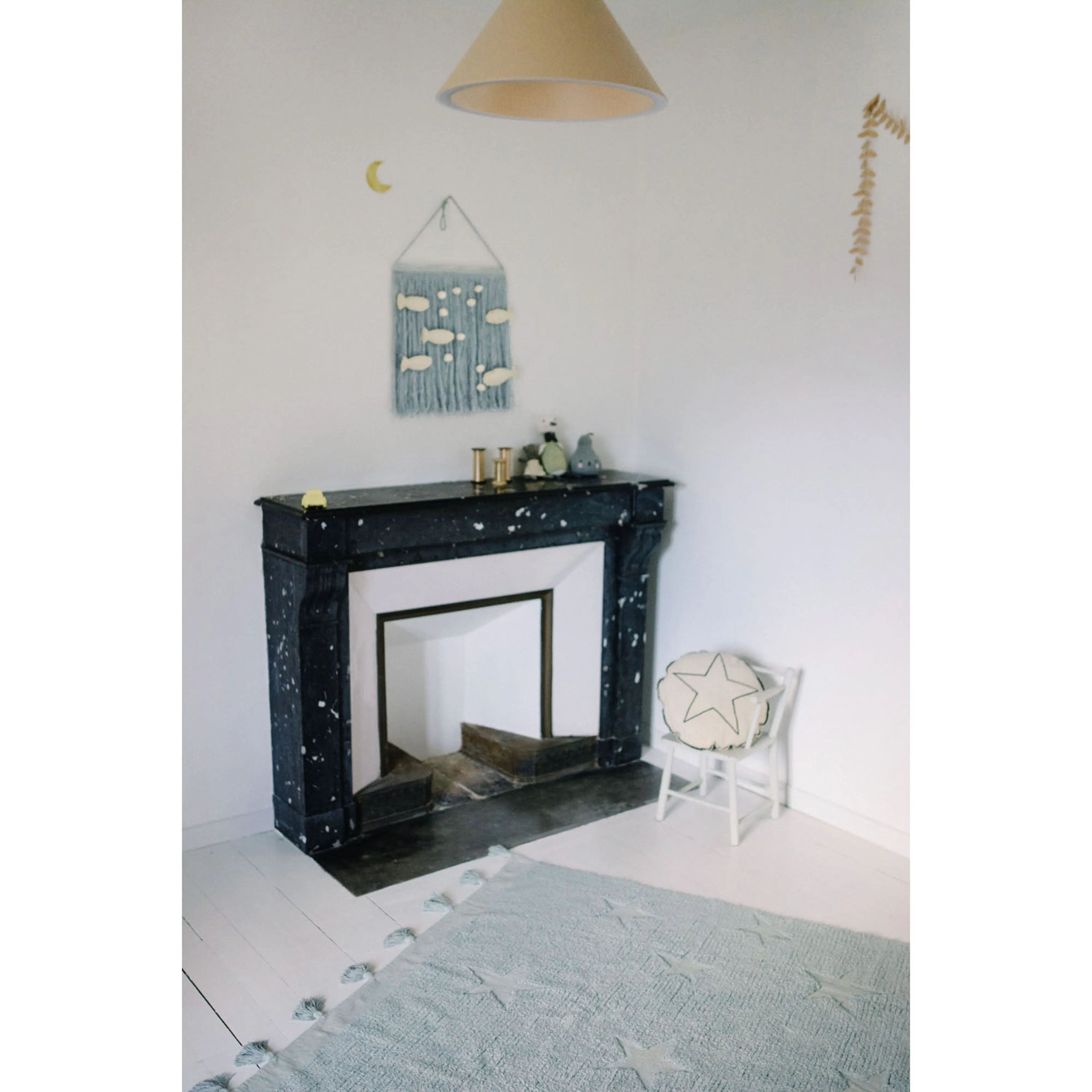 Lorena Canals Hippy Stars Aqua Blue Machine Washable Cotton Rug