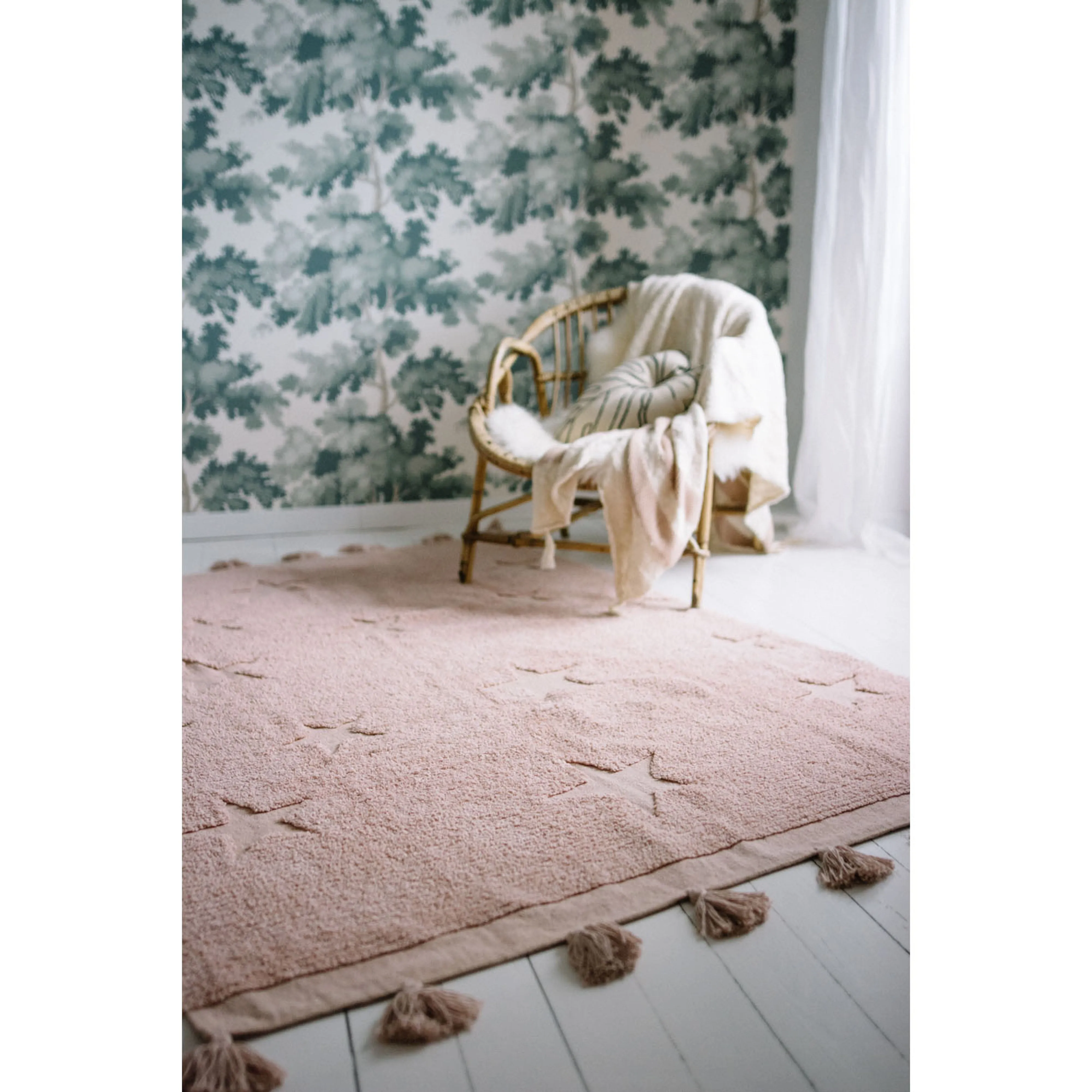 Lorena Canals Hippy Stars Vintage Nude Machine Washable Cotton Rug