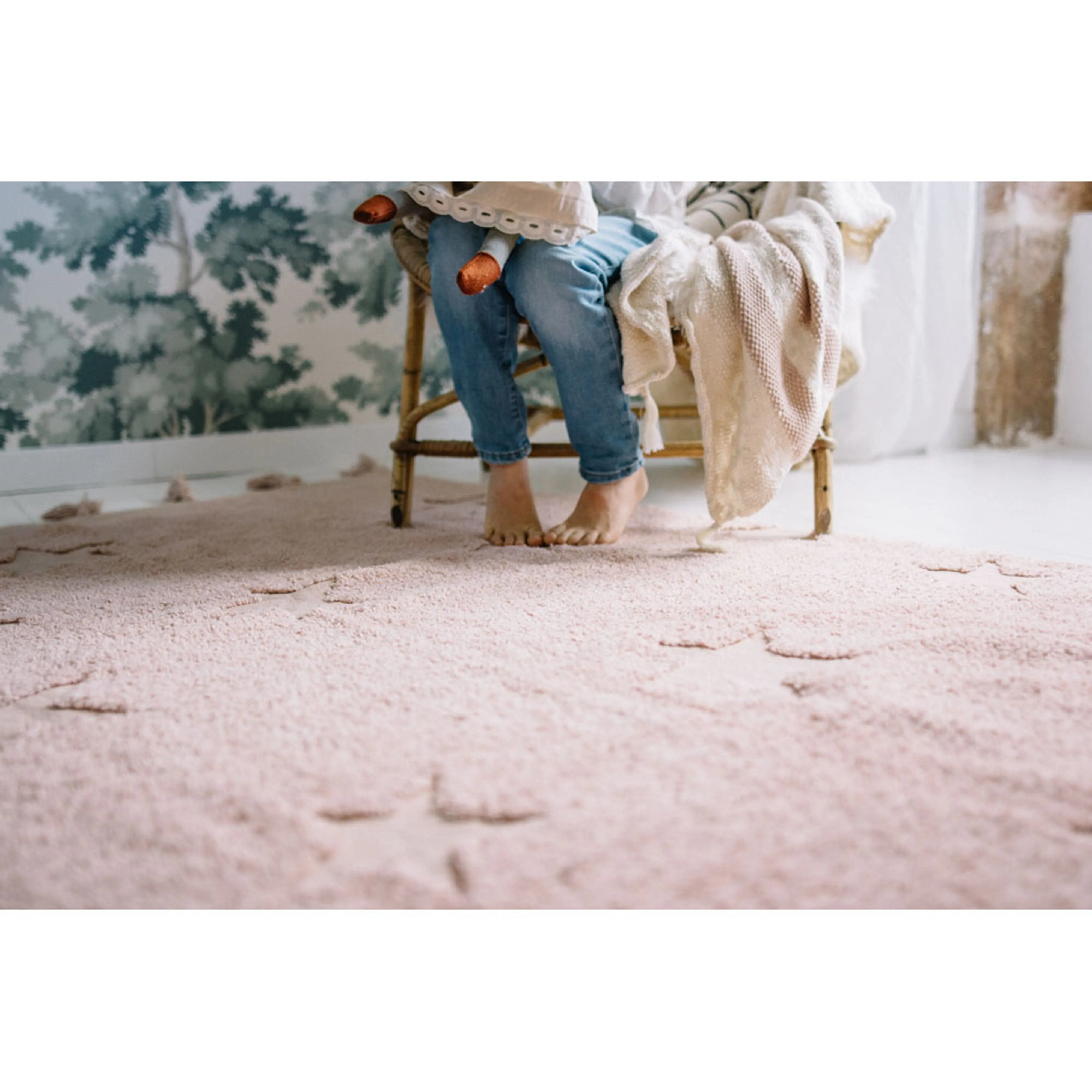 Lorena Canals Hippy Stars Vintage Nude Machine Washable Cotton Rug