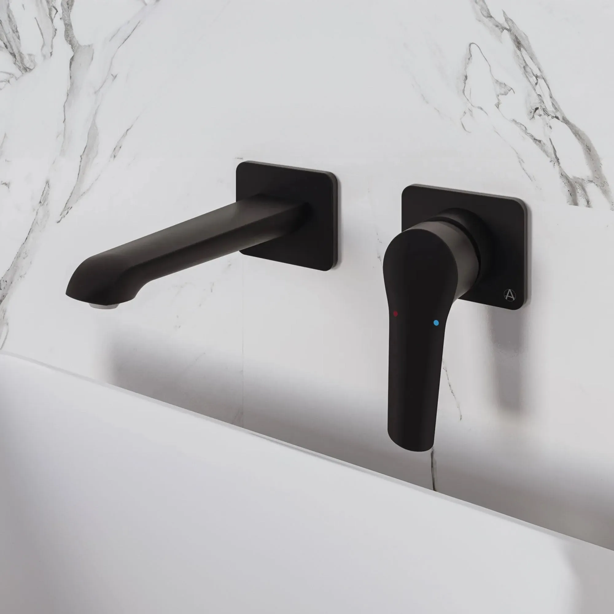 Lucca 2 Hole Wall Mounted Basin Mixer Tap with Click-Clack Waste