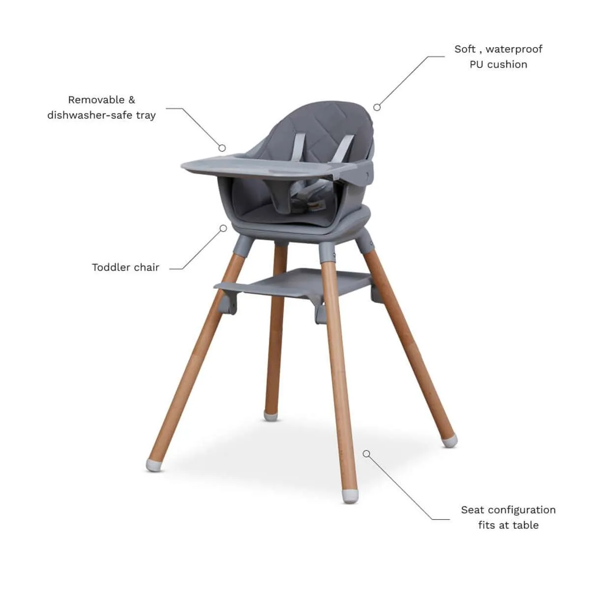 Macey 3-in-1 Highchair - Grey Mocka