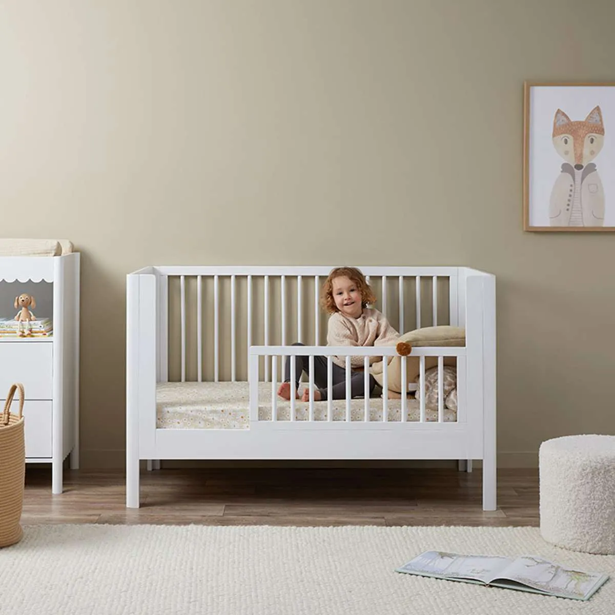 Maisie Cot Toddler Bed Half Frame - White Mocka