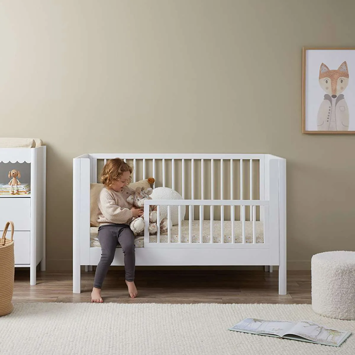 Maisie Cot Toddler Bed Half Frame - White Mocka
