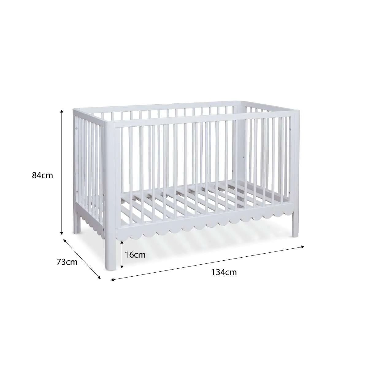 Maisie Scalloped Cot - White Mocka