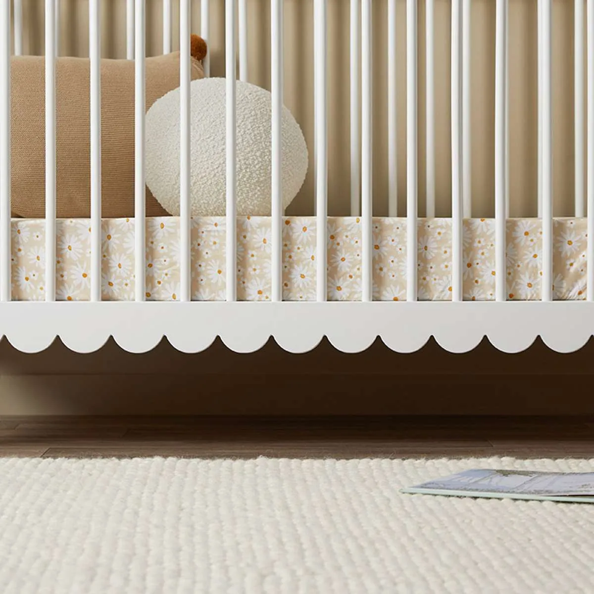 Maisie Scalloped Cot - White Mocka